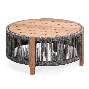 Rowan - Wood Round Cocktail Table (FSC 100% Eucalyptus + Rope)