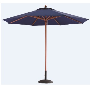 Round Wooden Patio Umbrella: 1-piece Pole 