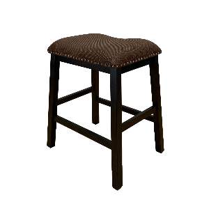 Basics Solid Wood Saddle-Seat Kitchen Counter Barstool