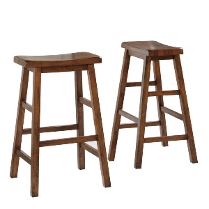 Basics Solid Wood Saddle-Seat Kitchen Counter Barstool