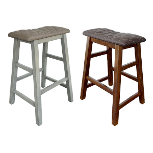 Basics Solid Wood Saddle-Seat Kitchen Counter Barstool- UPH Saddle stools