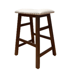 Basics Solid Wood Saddle-Seat Kitchen Counter Barstool- UPH Saddle stools